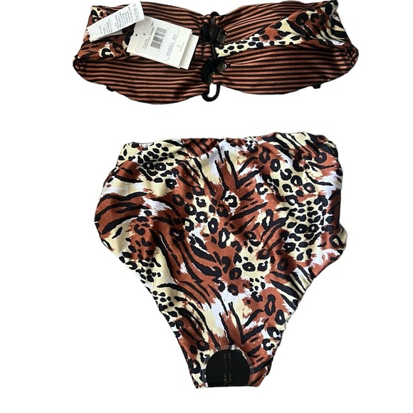 Volcom Reversible Roam Free Bandeau Bikini Top Brown Size Small - Picture 8 of 12